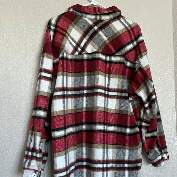 C+D+M Womens Oversized Plaid Button Front Shirt Jacket XL NWT - Picture 5 of 9